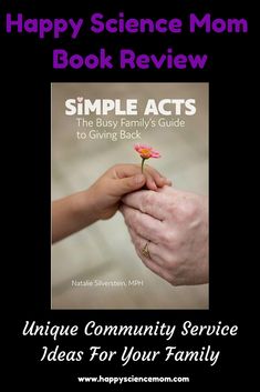 the book cover for happy science mom's book review, with two hands holding a flower