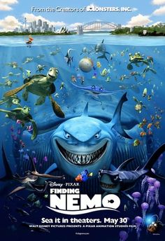 finding nemo movie poster with shark and other animals