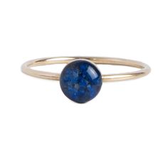 Dainty adorable ring with tiny Lapis Lazuli stone pieces captured in glass like resin in a 5mm round shape. Bright natural blue ring is a perfect compliment to your everyday style. Every piece is hand made in our studio and always unique. 14k gold-filled ring is water and sweat resistant, second to solid gold, providing a long life for your piece. Sensitive skin friendly.Though even the best need care over time - you can maintain your jewelry’s shine by avoiding contact with chemicals, perfume, Nickel-free Blue Crystal Ring, Dainty Round Cabochon Jewelry, Adjustable 14k Gold Midi Rings, Birthstone Midi Rings, Minimalist Round Cabochon Jewelry, Minimalist Blue Circle Jewelry, Blue Stackable Midi Rings, Dainty Blue Round Crystal Ring, Minimalist Blue Circular Jewelry