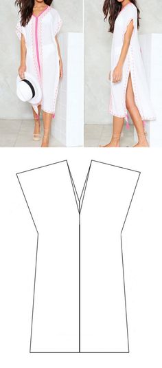 the front and back view of a women's dress sewing pattern