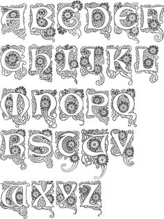 an old english alphabet with ornate designs