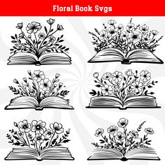 floral book svg files for use in design