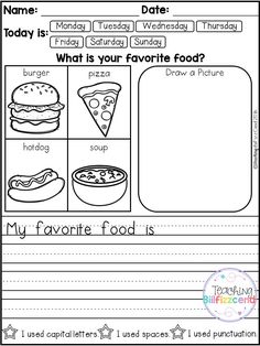 a worksheet for reading about food