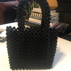 This Black Beaded Handbag Is Super Cute And Great For Evenings Or Special Occasions. Nwt Black Top Handle Bag With Pearl Handle, Black Beaded Bags As Fashion Accessory, Black Beaded Bag As Fashion Accessory, Black Rectangular Bag With Pearl Handle, Black Handheld Bag With Pearl Handle, Black Handheld Bags With Pearl Handle, Rectangular Bag With Black Beads As Fashion Accessory, Black Rectangular Evening Bag With Pearl Handle, Black Handheld Beaded Shoulder Bag