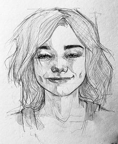 a pencil drawing of a woman's face