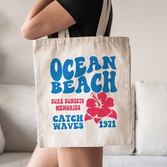 This summer ocean beach tote bag is a stylish upgrade to reusable tote bags. Catch the Waves Tote Bag, This surf inspired canvas beach tote bag make a great reusable tote for yourself or as a gift tote for a surfer. ⚡ USA fast delivery. We deliver within a week. ⚡ Our Tote Bags are made with 100% cotton sheeting. Add their reinforced handle stitching to the mix, and you got a reliable bag rich in both practicality and durability. These durable totes are crafted with a last technological DTG prin Beachy Canvas Bag For Daily Use, Eco-friendly Canvas Beach Bag, Eco-friendly Beach Canvas Bag, Beachy Rectangular Canvas Beach Bag, Summer Beach Bag, Recyclable, Beachy Tote Canvas Bag For Beach Season, Beachy Canvas Tote Bag For Beach Season, Beachy Canvas Bag For Vacation, Summer Beach Bag Recyclable