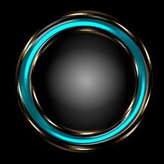 a blue and gold circular frame on a black background with space for your text or image