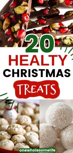 20 healthy christmas treats with text overlay