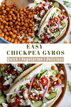 chickpea gyros with vegetables and garnishes