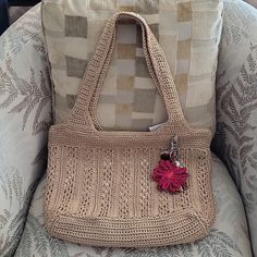 This New Sak Bag Is Hand Crocheted With Plenty Of Room Inside. Medium Beige Bags With Handles, Beige Medium Shoulder Bag For Shopping, Medium Beige Shoulder Bag For Shopping, Casual Medium Shoulder Bag, Casual Medium Bag With Handles, Medium Beige Shoulder Bag For Everyday Use, Beige Medium Shoulder Bag For Daily Use, Medium Beige Shoulder Bag For Daily Use, Medium Beige Shoulder Bag For Everyday