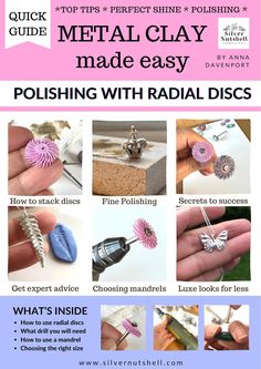 an advertisement for metal clay made easy with radial discs, including instructions on how to