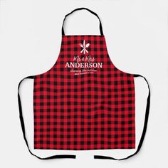 a red and black plaid apron with the words, we are not anderson