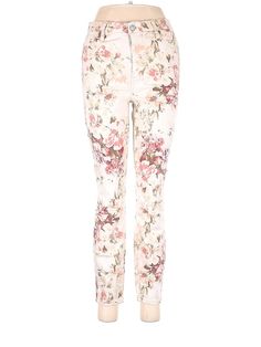 Buffalo by David Bitton Casual Pants Size: 6 Ivory Bottoms - used. 2% Elastane, 5% Polyester, 41% Tencel, 52% Cotton, Cropped, Floral, High Rise | Buffalo by David Bitton Casual Pants - High Rise: Ivory Bottoms - Size 6 White Floral Print Trousers, White Floral Print Ankle-length Bottoms, White Floral Print Ankle-length Pants, Fitted Cream Jeans For Spring, Chic Cream Floral Print Bottoms, Cream Floral Print Bottoms For Spring, Beige Floral Print Pants For Spring, Spring Floral Print Cream Bottoms, Spring Floral Print Beige Pants