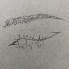 a pencil drawing of an eye with long lashes