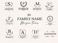 50 family name monogram frames are available for all types of logos and designs, including letters