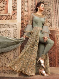 KARMA DESIGN-2 Stunning Indian Gowns in trendy colours | Etsy Bridal Anarkali Suits, Long Choli Lehenga, Fashion Queen, Lehenga Style, Mode Abaya, Party Kleidung