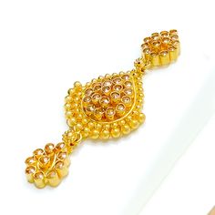 This Graceful Drop 22k Gold Kundan Necklace Set, weighing 51.8 grams, is a stunning fusion of traditional craftsmanship and elegance. Adorned with exquisite Kundan stones, it features a luxurious yellow gold finish. The set has a necklace length of 16 inches, with a drop length of 1.75 inches, and 1.7-inch adjustable links for a customizable fit. A secure hook lock ensures comfortable wear. Matching earrings, each 1.75 inches in length with screw-back posts, complete the set. Ideal for those who Gold Hallmarked Chandbali Temple Necklace, Gold Hallmarked Kundan Necklace For Diwali, Gold-plated Chandbali Temple Necklace In Yellow Gold, Yellow Gold Kundan Necklace For Diwali, Kundan Yellow Gold Jewelry For Diwali, Diwali Kundan Yellow Gold Jewelry, Gold Plated Yellow Gold Temple Necklace With Tilla, Gold Plated Temple Necklace With Tilla, 22k Yellow Gold Chandbali Kundan Necklace