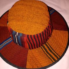 Dormeuil Boho Multi Colored Floppy Bucket Hat Nwot Black Lining 3" Brim 14.5" Circumference 9.5" Inner Circle Reversible To Black Red Vintage Hat For Vacation, Vintage Red Hat For Vacation, Multicolor Flat Brim Fedora, Multicolor Flat Brim Winter Hat, Multicolor Woven Sun Hat With Flat Brim, Multicolor Woven Brimmed Bucket Hat, Brown One Size Bucket Sun Hat, Multicolor Woven Hats With Flat Brim, Multicolor Wide Brim Woven Bucket Hat