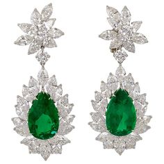 Emerald Diamond Earrings Diamond Earrings Harry Winston, Harry Winston Diamond, Emerald Diamond Earrings, Van Cleef & Arpels, Vintage Drop Earrings, Platinum Earrings, Harry Winston, Diamond Dangle Earrings, Colombian Emeralds