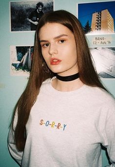 SORRY T - OLIVE AND FRANK White T Shirts, Basic Sweatshirt, Going Out Tops, Women T Shirts, Women's Tops, Vintage Tops, Y2k Vintage