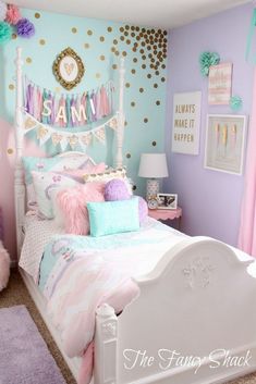 Pastel Girls Room, Unicorn Bedroom, Pastel Room Decor, Teenage Room, Kids Bedroom Designs, Kids Bedroom Design, Dekor Diy, Pastel Room, Girl Bedroom Designs