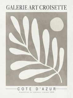 the front cover of an art book with white leaves and sun in the background on grey paper