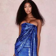 House Of Cb London Nwt Gisselle Blue Sequined Mini Dress House Of Cb Jasmine Dress, House Of Cb Seren Dress, Blue Sequins Dress, House Of Cb Blue Dress, House Of Cb Sabine Dress, Blue Mini Dress With Built-in Bra, Sequined Mini Dress, House Of Cb Dresses, Sequins Dress