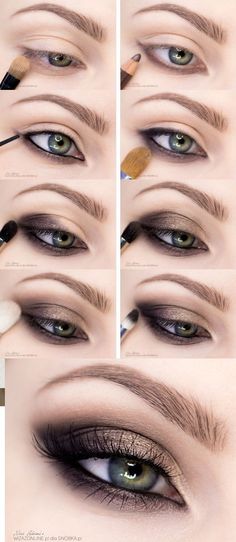 Green Eyes Pop, Make Up Mata, Smoky Eye Makeup Tutorial, Mekap Mata, Tutorial Eyeliner, Makeup Tip, Smokey Eye Tutorial, Smokey Eye Makeup Tutorial, Smink Inspiration