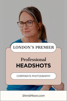 the london's premier professional headshots logo with an image of a woman wearing glasses