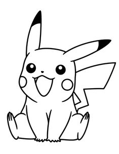 a black and white drawing of a pikachu sitting on the ground with its eyes closed