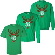 Shop Born To Be Sassy for the perfect monogrammed t-shirt! We are loving this new monogrammed Christmas shirt! Christmas Monogram Shirt, Reindeer Shirt, Monogram T Shirts, Christmas Monogram, Christmas Tees, Christmas Season, Christmas Shirt, Tee Design, Christmas Seasons