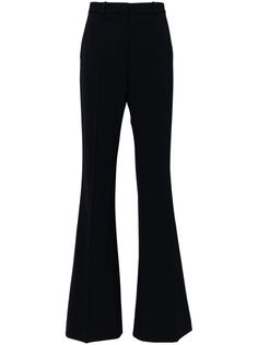 black bootcut hook and zip fly fastening exposed-seam detailing puddle hem two side slash pockets straight hem Bootcut Trousers, Business Pants, Yoko London, Pants Straight, Exclusive Fashion, Ski Wear, Lady Dior, Straight Leg Pants, Dress Pants