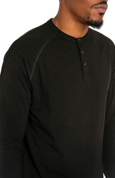 Stretchy, moisture-wicking fabric keeps up with you all day in a staple henley made with breathable pima cotton blend. Style Name:Public Rec Go-To Long Sleeve Performance Henley T-Shirt. Style Number: 6103022. Casual Black Henley With Crew Neck, Casual Black Crew Neck Henley, Pima Cotton, Moisture Wicking Fabric, Moisture Wicking, Cotton Blend, Nordstrom, Mens Outfits, Mens Tshirts