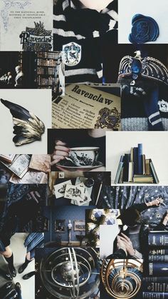 a collage of photos with different things on them including hats, scarves and books