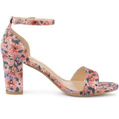 These floral-print heel sandals are sure to be a dazzling look. They feature an open toe, chunky block heels, and ankle straps, which add a touch of cuteness to your look. Designed with chunky block heels, it allows you to walk more comfortably. Pair them with your favorite cocktail dress and colorful accessories for a glamorous party look this season. Great to be a gift for your friend or sister. Chic Open Toe Heels With Floral Print, Chic Sandals With Floral Print And Block Heel, Chic Floral Print Sandals With Block Heel, Spring Heels With Floral Print And Ankle Strap, Chic Floral Print Ankle Strap Sandals, Spring Floral Print Block Heels, Floral Print Block Heel Sandals, Spring Floral Print Block Heel Sandals, Floral Print Block Heel Sandals For Party