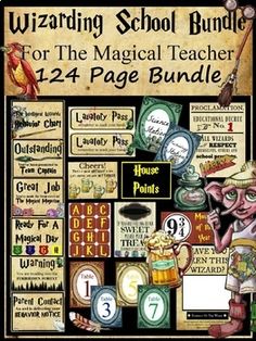 hogwart's school for the magic teacher poster with numbers and symbols on it