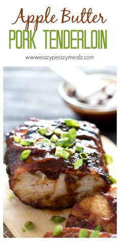 an apple butter pork tenderloin on a cutting board