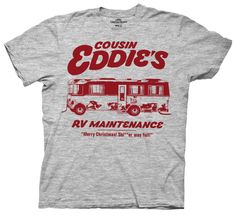 a grey t - shirt with red lettering that says cousin's rv maintenance