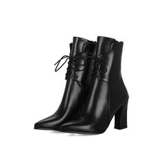 Leather Ankle Lace Up Square High Heels Boots Black Heels Boots, Square High Heels, Dress Reference, Halloween Jars, High Heels Boots, Black High Heel Boots, Equestrian Boots, Trendy Boots, Skirt And Sneakers