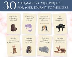 the 30 affirmation cards perfect for your journey to well - loved animals are on display