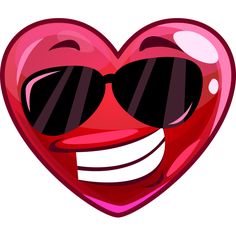 a heart shaped object with sunglasses on it's face and tongue sticking out its tongue