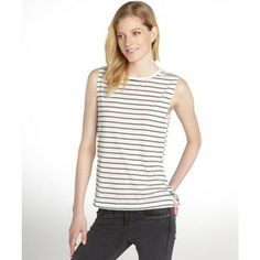 LnA White and black striped 'Ruby' tank Product Ads, Zimbabwe, Zambia, Black Stripes, Packing List, Tank Top Fashion