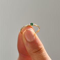 Elevate your style with this Emerald Minimal Solitaire Ring by Lucy Jewelry. Crafted in 14k solid gold, it features a dainty twisted band that leads to a brilliant emerald solitaire. This ring exudes elegance and sophistication, making it an ideal choice for a promise ring, engagement ring, or a unique addition to your jewelry collection. The ring can be made with yellow, rose, or white gold, please choose your size from the dropdown menu options above. 𝐑𝐢𝐧𝐠 𝐃𝐞𝐭𝐚𝐢𝐥𝐬 ❥ Solid gold, avai 14k Gold Emerald Ring For Promise, May Birthstone, Green 14k Gold Promise Birthstone Ring, 14k Gold Emerald Promise Ring, May Birthstone, 14k Yellow Gold Emerald Ring For Promise, Fine Jewelry Promise Ring With May Birthstone, 14k Gold Solitaire Emerald Promise Ring, Fine Jewelry 14k Gold May Birthstone Ring, 14k Gold May Birthstone Ring Fine Jewelry, May Birthstone Diamond Promise Ring In Fine Jewelry Style