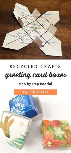 the instructions for how to make an origami card box with paper and scissors