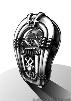 a black and white drawing of a helmet with an iron cross on it's side