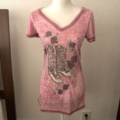 How Cute! Pink/Black With Embellished Rhinestones Cowboy Boots And Flowers Like New Never Used Clean Excellent Condition Very Cute Casual Fitted Tops With Rhinestones, Fitted Casual Tops With Rhinestones, Fitted Casual Top With Rhinestones, Casual Rhinestone T-shirt For Summer, Casual Embellished T-shirt, Casual Summer T-shirt With Rhinestones, Casual Pink Tops With Rhinestones, Casual Rhinestone Tops For Spring, Casual Pink Embellished Tops