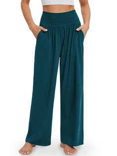 PRICES MAY VARY. Comfy Flowy Pants: Pajama pants, lounge pants, casual pants, palazzo pants, yoga pants, wide leg pants, cozy yoga pants, high waisted and stretchy sweatpants for a comfy look. You can get a lot of use from it The Yoga Pants: Elasticized high-rise waistband for a flexible fit, solid color design. Deep pockets on the side hold your essentials. The cut and fabric of these pants combine for a beautiful, fun and elegant look, and they shine when worn for movement arts Occasions: You Solid Color Wide Leg Yoga Pants For Relaxation, Blue Wide Leg Cotton Yoga Pants, Solid Color Stretch Wide Leg Yoga Pants, Comfortable Loosely-fitted Yoga Sweatpants, Wide Leg 4-way Stretch Yoga Pants For Loungewear, Cozy Yoga, Pants For Women Casual, Leg Yoga, Wide Leg Yoga Pants