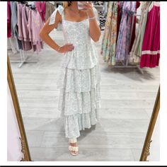 Nwt So Cute So Feminine And Gives Me Grand Millennial Vibes Pet Friendly Home Smoke Free Home Senior Picture Long Dress, Baby Blue Maxi Dress, Unique Senior Pictures, Lulus Maxi Dress, Grand Millennial, Beaded Maxi Dress, Beautiful Floral Dresses, Cutout Maxi Dress, Ankle Length Dress