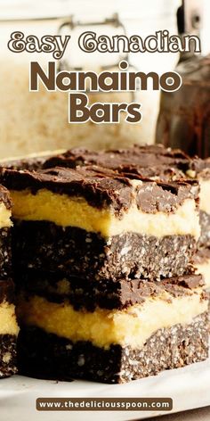 easy canadian no - bake brownie bars with chocolate frosting and vanilla filling