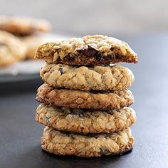 a stack of cookies sitting on top of a table